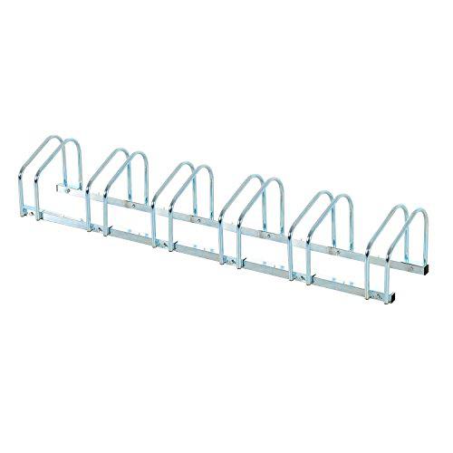 HOMCOM Aparcamiento 6 Bicicletas Soporte Aparcar Bici Suelo y Pared Garaje Almacenamiento Acero (6 Bicicletas)