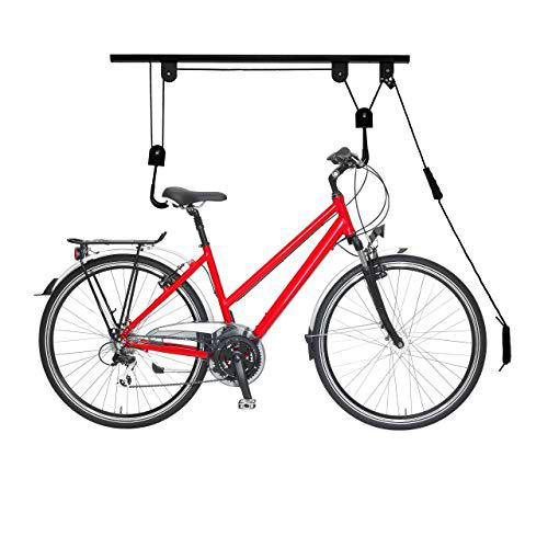 Relaxdays Elevador de Bicicleta hasta 20 kg, Elevador de Techo con Cuerda