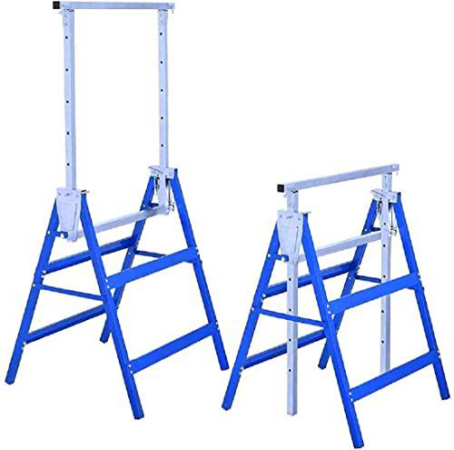 Juego de 2 caballetes de trabajo telescópicos plegables y ajustables en altura de acero
