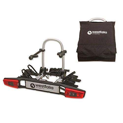 Portabicicletas Westfalia Bikelander para enganches de remolque con bolsa incluida| Portabicicletas de enganches de remolque plegable para 2 bicicletas| Compatible con eBikes | Capacidad máxima 60 kg