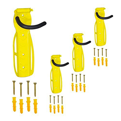 Relaxdays Soportes Bicicleta Pared, Set de 4, Plegable