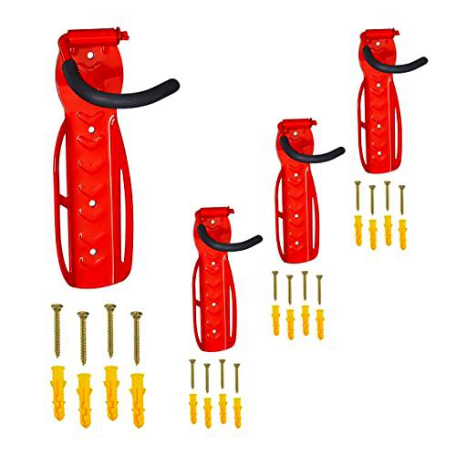 Relaxdays Soportes Bicicleta Pared, Set de 4, Plegables