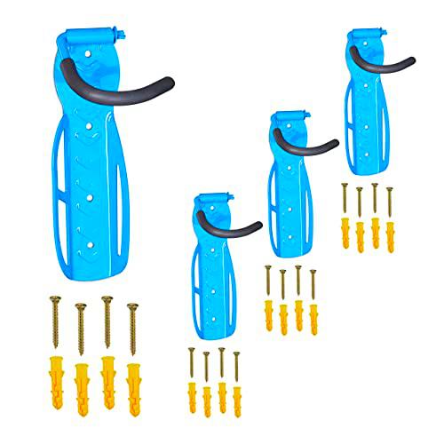 Relaxdays Soportes Bicicleta Pared, Set de 4, Plegables