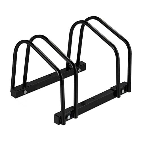 Relaxdays Soporte Bicicletas de Metal, con Material de Montaje para Suelo