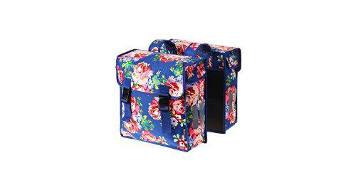Basil Blossom Roses Double Bag alforjas, Color Azul