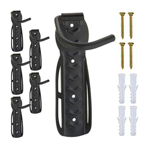 Relaxdays Soportes Bicicleta Pared Set 6, Colgadores Cargan hasta 25 kg