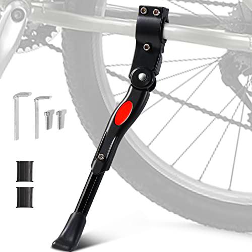 Vinabo Caballetes para Bicicleta,Soporte para Bicicleta Ajustable de Aleación de Aluminio,Caballete Lateral para Bicicleta con pie Goma Antideslizante,Soporte para Bicicletas de 24-27'',BMX,700c,MTB