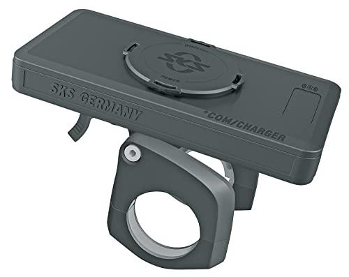 SKS GERMANY COMPIT+/Power [3rd Gen] Soporte para teléfono móvil con batería Externa de 10.000 mAh para Montaje en el Manillar (Soporte para Smartphone para Bicicletas y Bicicletas eléctricas, función