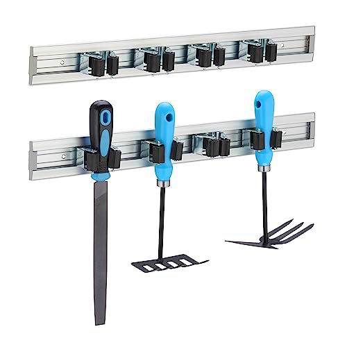 Relaxdays Soporte para Herramientas, Set de 2, Portaherramientas de Pared